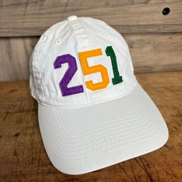 Mobile, Alabama 251 Felt Numbers Mardi Gras Embroidered white hat OS Adult - Picture 2 of 11